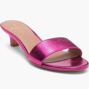 Paolo Metallic Pink Heeled Slides